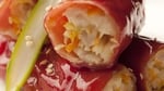 Dim sum - red-rice flour rolls with shrimp